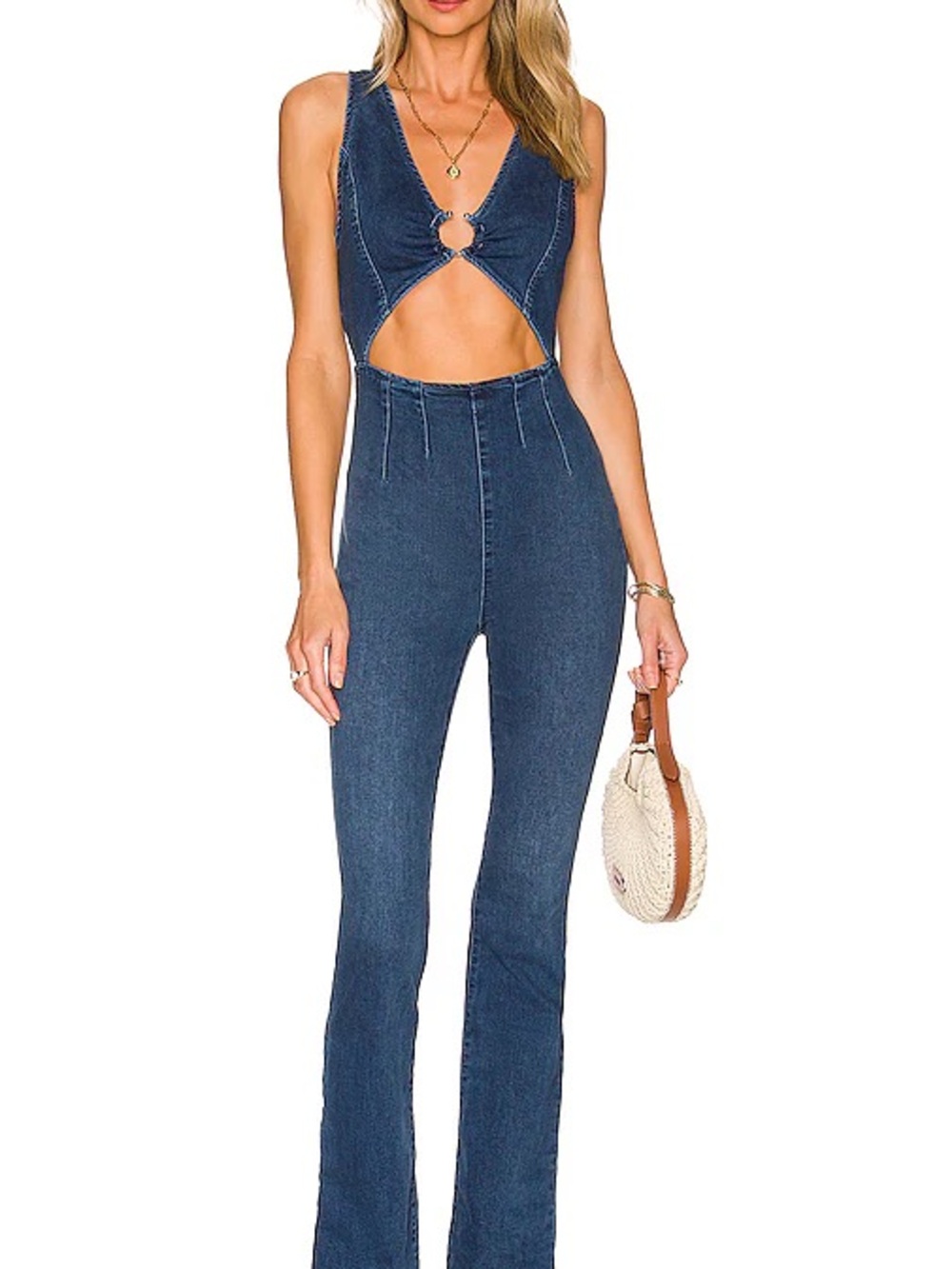 Free people Dark Blue Denim Jumpsuit